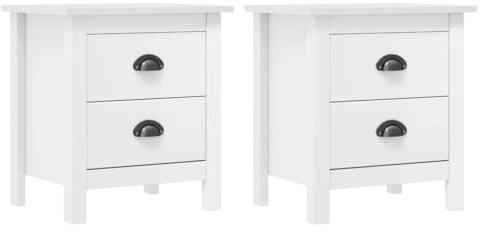 Frdhee Armario de esquina pequeño, mesita de noche Hill 2 unidades, color blanco, 46 x 35 x 49,5 cm, madera maciza de pino, cómoda de noche para dormitorio, sala de estar