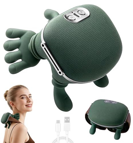 4D NackenmassagegeräT Kabellos, Massagegerät Nacken Schulter, 3 Massagegrade & 2 Temperaturstufen, NackenmassagegeräT Mit WäRme, für Zuhause, BüRo, Reisen,Entspannen Sie Muskeln,Lindern MüDigkeit (B)