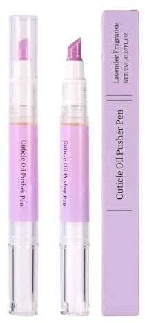 2pcs Stylos Repousse-Cuticules 2 en 1, Repousse-Cuticules Portable en Céramique Huile pour Traitement des Cuticules Sèches Craquelées et Petites Peaux Hydrate Renforce et Illumine Ongles (Violet)