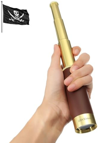 NewDoar 25x30 Télescope Pirate Vintage Monoculaire Zoomable - Télescope Optique Réglable en Laiton Alliage d'Aluminium Étanche pour Voyage Navigation Voile Voyage Voir Regarder Les Jeux