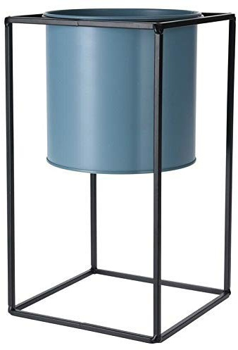 Rammento 30cm Tall Raised Indoor Metal Plant Pot On Stand, Blue | 15cm ⌀ Flower Pot with Legs, Indoor Garden Display | Modern Jardinière Home & Office Decoration | Metal Freestanding Plant Container