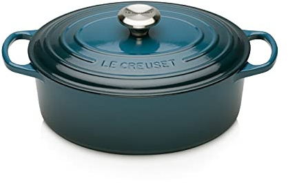 Le Creuset Signature Enamelled Cast Iron Oval Casserole Dish With Lid, 27 cm, 4.1 Litre, Deep Teal, 21178276422430