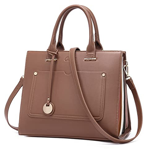CLUCI Laptoptasche Stilvolle Laptoptasche Schultertasche Messenger Computer Tasche Laptop erweiterbar wasserabweisend Aktentasche Tragetasche, braun,