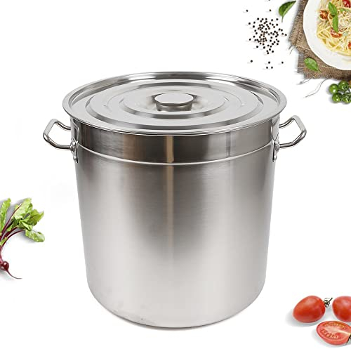 Edelstahl Suppentopf mit Deckel, Edelstahl Suppeneimer, Kochtopf Suppentopf mit Deckel 50L/70L Gulaschkessel Camping Kochtopf für Suppen, Eintöpfe, Chili und andere feuchte Gerichte (70L)