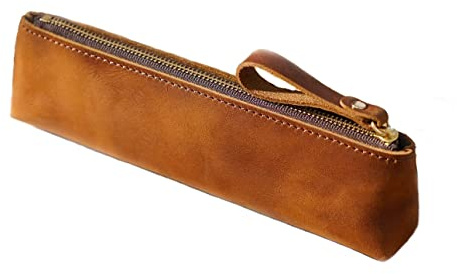 Su.B Federmäppchen - Federtasche - Etui aus Leder - Passend für Mehr als 15 Stifte - für Männer und Frauen - Braun