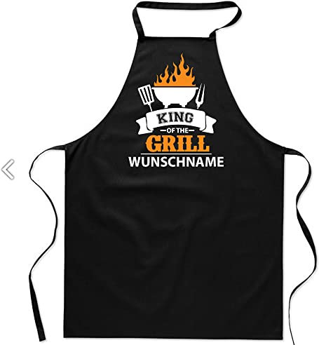 GERLINOVA Grillschürze mit eigenem Wunschnamen bedrucken lassen I Grillmeister [Wunschname] King of the Grill. Mit Amazon T-Shirt Designer Anpassen
