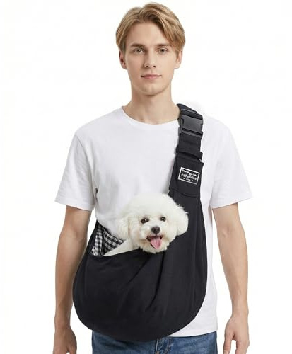 ALLSOPETS Hunde Tragetasche Reversible Welpenträgertasche mit Stauraum Tasche Freihändiger Katzentragetasche für Kleine Hunde und Katzen Ideal für Reisen und Outdoor (Kohlenschwarz)