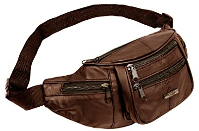 Woodland Leather Genuine Leather Bum Bag, Waterproof Belt Bag and Bumbags for Women and Men Waist Bag as Travel Holiday Money Belt, Dog Walking Fashion Bum Bag and Running Fanny Pack, Brown 1