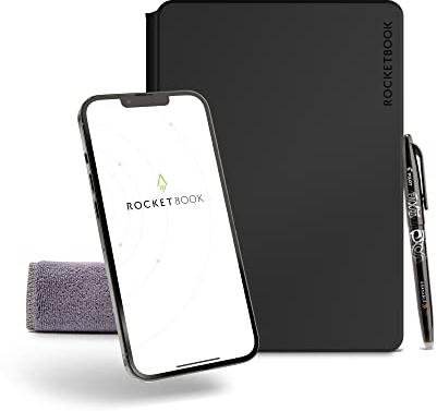 Rocketbook Pro 2.0 Taccuino digitale riutilizzabile - Taccuino intelligente a spirale nero A4 con penna cancellabile Frixion e salvietta