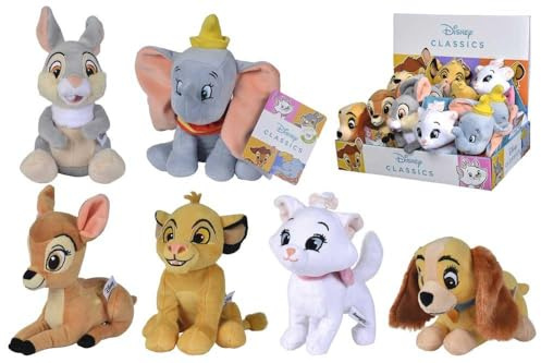 Simba- Peluches Disney Animal Friends 17cm, 6 Modelos Disponibles, Dumbo, Bambi, Marie, Tambor, Lady, Se envía una Unidad aleatoria, Adecuado para Todas Las Edades (6315876253)