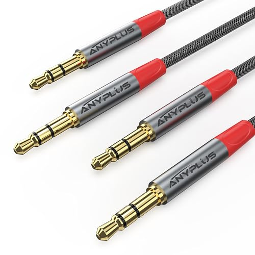ANYPLUS Cavo Aux, HiFi Stereo Cavo Jack 3.5 to Jack 3.5 Cavo Audio,【1M-2 articolo】 Fish Wire Intrecciato Per Cavo Aux Macchina,TV,Autoradio, Altoparlante, Cuffie, Smartphone, PC