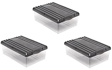 BranQ - Home essential Schuhbox Shoe Box mit Belüftungshaltelöcher und Deckel Kunststoff, 8l, Set von 3 Stück