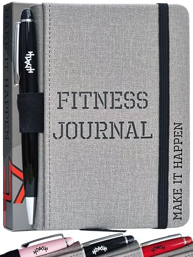 A6 Fitness Journal & Workout Log Book for Men & Women – Track 93 Workouts, Set 15 Goals & 24 Log Personal Records – Gym Diary & Exercise Planner – Black