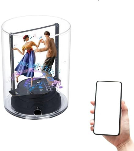 Projecteur Holographique 3D de Bureau WiFi, 3,9 Pouces, 160 LED, 32 Go de Stockage, Publicitaire Avec Couvercle (Prise