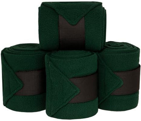 Country Pride Fleece Polo Bandages for Horses, Soft and Flexible Wraps, 2-Inch Easy-Pull Fastener with Reinforced Stitching, Machine Washable, Set of 4, Horse Size, Multiple Colors (Hunter Green)
