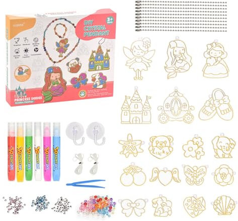 Ristyur Kristallmalerei – Basteln, Kristallfarbe, Anhänger-Set, Fenstermalerei, Kunst, Ornamente, Basteln, Kristallkleber, Malerei für Kinder ab 3 Jahren, Mädchen, Kinder, Kinder