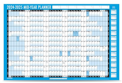 G4GADGET Akademischer Jahresplaner 2024–2025, großes A1-Format (85 cm x 58 cm), nicht laminierter Wandkalender, 13-Monats-Jahresplaner mit Feiertagen für Büro, Zuhause und Schule