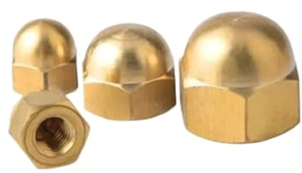 Sicherungsmuttern, M3 M4 M5 M6 M8 M10- M24 Edelstahl Messing Schwarzer Kohlenstoffstahl Eichel-Hutmutter Sechskantmutter mit metrischem Gewinde (Farbe: Messing, Größe: M20-1 STK)(Brass,M6-5PCS)