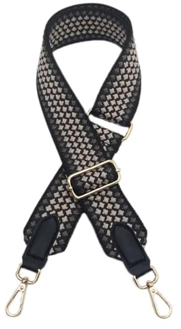 Verstellbarer Schultergurt Taschengurt 80-100cm, 5cm breit, Ersatz für Schultertaschen, Gold-Karabiner, Schwarz