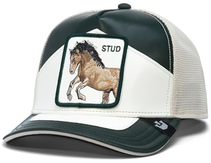 Goorin Bros. Cappello Moto Stud con Visiera Misto Pelle Bianco/Verde Uni