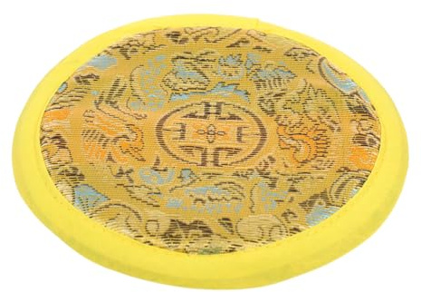 VICASKY Almohadilla para Cuenco Tibetano de Algodón Amarillo, Artesanal y Portátil, Adecuado para Meditación y Decoración Budista Sencilla