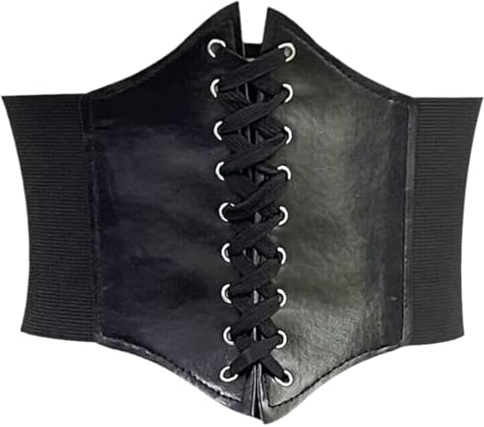 XENQITO Corset noir 1 pièce, ceinture rétro élastique pour robe, large pour femmes, filles, Halloween, jeux de rôle