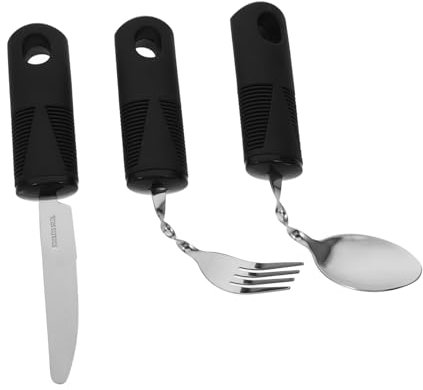 FRCOLOR 3pièces Cuillère Anti-tremblement Pour Mains Tremblantes Ustensiles Adaptatifs Pliables Fourchette Et Couteau Pour Personnes Âgées Et Handicapées