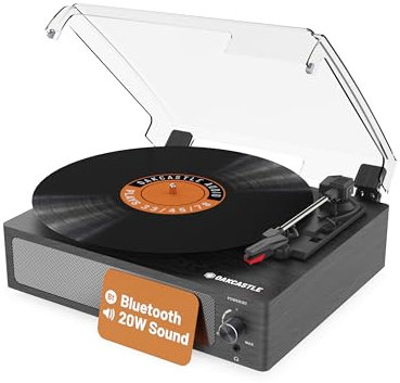 Vintage Plattenspieler Bluetooth 5.0 AUX, RCA Ausgang AUX, RCA | Schallplattenspieler Retro mit Eingebauten Lautsprechern | Vinyl Player mit 45-RPM-Adapter | Oakcastle TT100 Vinyl Record Player