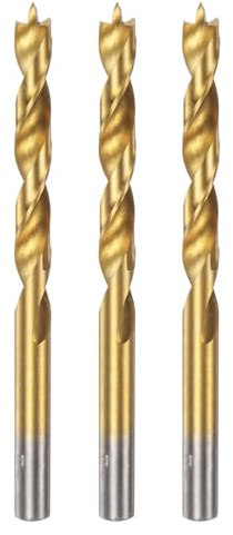 QUARKZMAN 3Pcs Foret Pointe Brad 7,5mm (19/64) Dia Droit Tige Ronde Foret Métrique Pointe Brad Spirale Mèche pour Menuisier Bois Plastique Caoutchouc, Doré