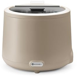 HENDI Marmite à Soupe Électrique UNIQ, 8L, Beige | Aluminium, acier inoxydable, PP et verre trempé, 220–240V/500W, 35–85°C, ⌀365x(H)325mm