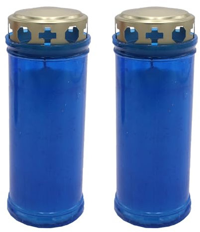 Confezione da 2 candele da 16 cm, colore blu, antivento, luce commemorativa per tomba, cimitero, cimitero, cimitero, cimitero, cimitero, circa 72 ore di combustione, 5702