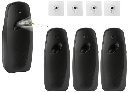 4PCS Automatic Air Freshener Spray Dispenser, Wall Mounted or Free Standing Battery Operated Sprayer for Bathroom Multiple Time Scent Mist Release Settings for Room Restroom Sprayer