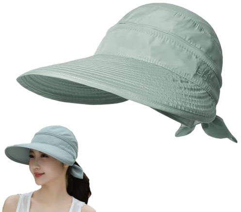 Xusxes Visera para Mujer, 2 en 1 Gorro Playa Mujer Protección, Sombrero de Sol para Mujer con Protección UV, Plegable para Viajes en Playa, Camping y Senderismo