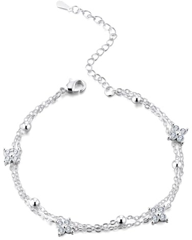 ASH'S CHOICE Silber 925 Verstellbare 14K Vergoldet Armbänder für Damen Frau | Layered Stapelbar Armband Layering Armbänder Freundschaftsarmbänder Damen Frauen Schmuck Muttertag Valentinstag Weihnachten