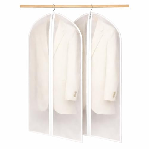 Postuvix Dress Bags Covers Long - 23 * 55 Inch (2 Pcs) Zippered Garment Covers for Storage - Waterproof Dustproof - Clothes Protector Bag for Wedding Gowns, Coats, Suits and Jackets