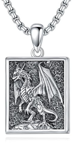 enjoylifecreative Herren Drachen Medaillon Halskette mit Bilder 925er Sterling Silber Drache Fotos Locket Kette Dragon Schmuck Geschenke für Männer