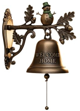 Campanello natalizio per porta, campana, campane di benvenuto per le vacanze, design vintage in resina, accenti di personaggi festivi, uso interno ed esterno, uso in cortile, 18 cm, multicolore, 1