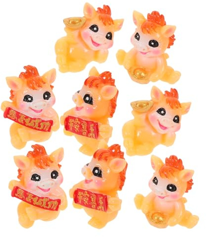 Toddmomy 8pièces Lot de Figurines Miniatures de Chevaux Résine Ornements de Chevaux du Zodiaque Chinois Décoration pour Bureau Voiture ou Tableau de Bord
