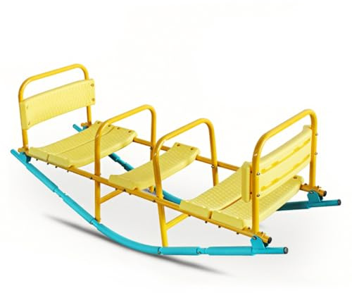 NOIBAD 52 Teeter Totter Seesaw for Kids Outdoor, 2 in 1 Metal Rocking Seesaw for Toddlers with Easy-Grip Foam Handles, Indoor Outdoor Rocker Toy Gifts, 1-3 Person Home Preschool Backyard See Saw