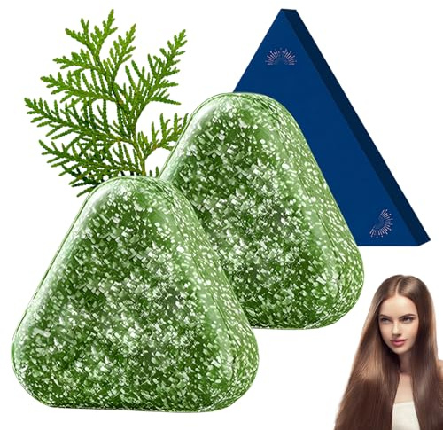 2pcs Haarseife Bio, Pflanzliches Festes Shampoobar, Nature Green Shampoo, Usman Grass Festseife, Reinigt und Pflegt Das Haar Sanft und Stärkt Es; Geeignet für Männer und Frauen