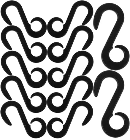 Mikinona 100 Pezzi Clip per da Campeggio in Plastica Nero, Fibbia a S per Corde, Accessori per Campeggio Esterno, Facile Montaggio e Smontaggio per Escursionismo