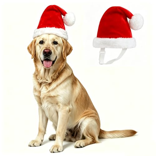 Verstellbares Haustier Hund Weihnachtsmann Hut Kostüm 3D Weihnachten Weihnachtsmann Kappe für große mittelgroße Hunde Katzen Xmas Party Dressup Dekoration (groß)