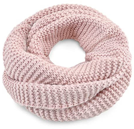Neverless® Damen Loopschal Strickschal Schlauchschal Winterschal einfarbig rosa unisize