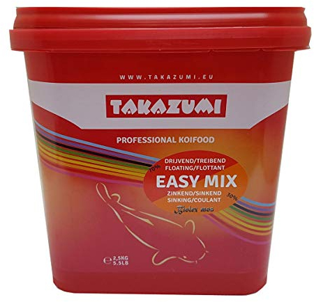 Takazumi Koifutter Easy Mix - Winterfutter - Teich Fischfutter Ø4,5 mm Mix aus Gold Plus + Easy bis 4°C - 4,5kg Eimer - hohe Verwertbarkeit - geringere Wasserbelastung und weniger Algen im Teich