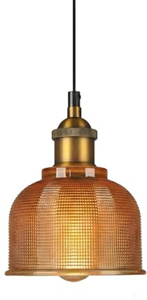 LFsem Vintage industriell pendellampa bärnsten glas taklampa E27 loft hängande lampa för restauranger bar (bärnsten)