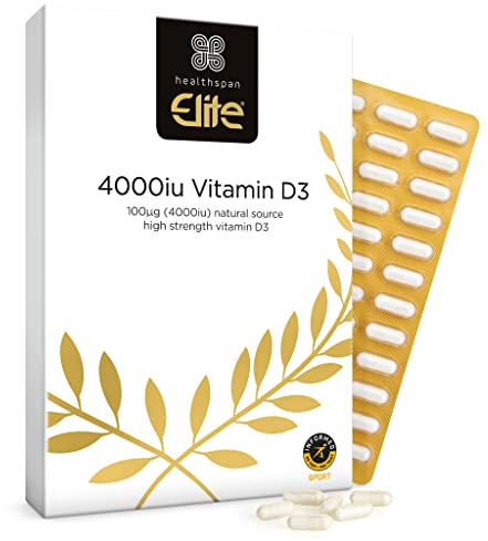 Healthspan Elite Vitamin D3 4,000iu | 120 Capsules | All Blacks Official Partner | Support Immune, Muscle & Bone Health | Informed-Sport Accredited | Vegetarian