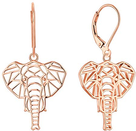 JO WISDOM Damen Ohrringe Elefant Ohrhänger Silber 925,Hängende Tier Schmuck mit Rosévergoldet,Schmuck für Frauen