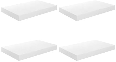 vidaXL 4X Wandregal Schwebend Hängeregal Wandboard Bücherregal Schweberegal Regalbrett CD DVD Regal Dekoregal Hochglanz-Weiß 40x23x3,8cm MDF