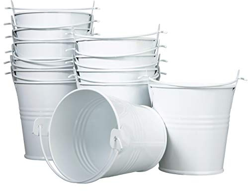 ISIYINER 12 Piezas Mini Cubos de Metal de Lata para Plantas de Jardinería Decoración de Fiestas Boda Cumpleaños 7.5×7.5×5.5 cm