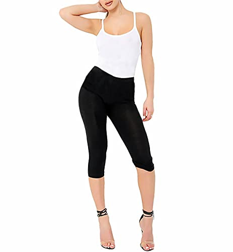 TrendyFashion Women Cropped Trousers Ladies Capri Pants Stretch Bengaline Leggings Crop Summer Three Quarter 3/4 Length Shorts Pull On Elasticated